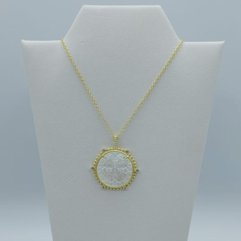 Cadena San Benito Engastado Con 6 Circon