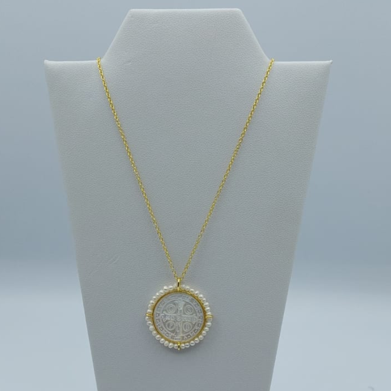 Cadena  San Benito Mediano 20Mm Con Perla