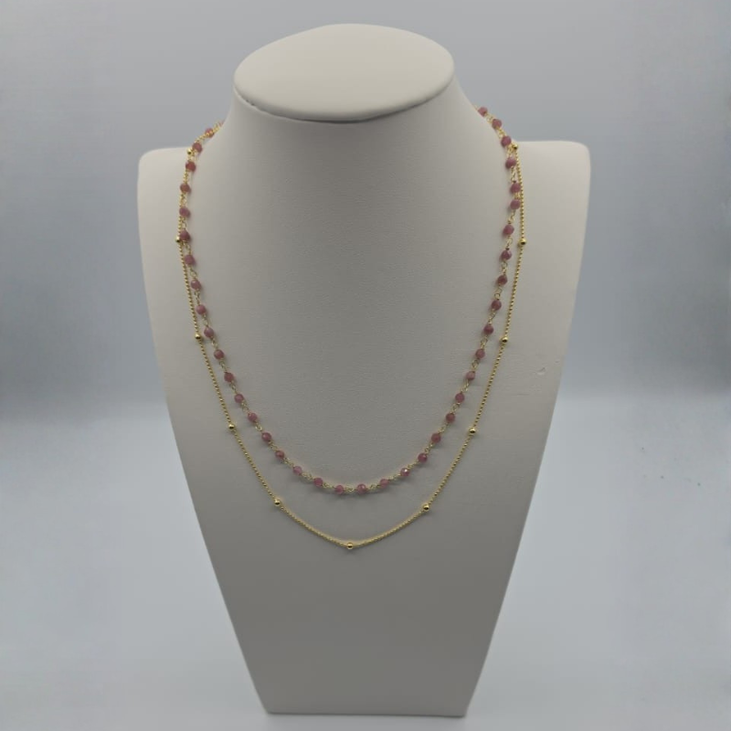 Cadena doble pinkturbaline y cadena balin