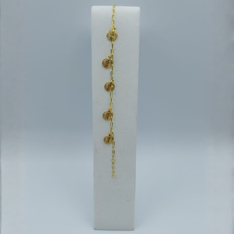 Pulsera Eslabon  San Benito Mini Dorado