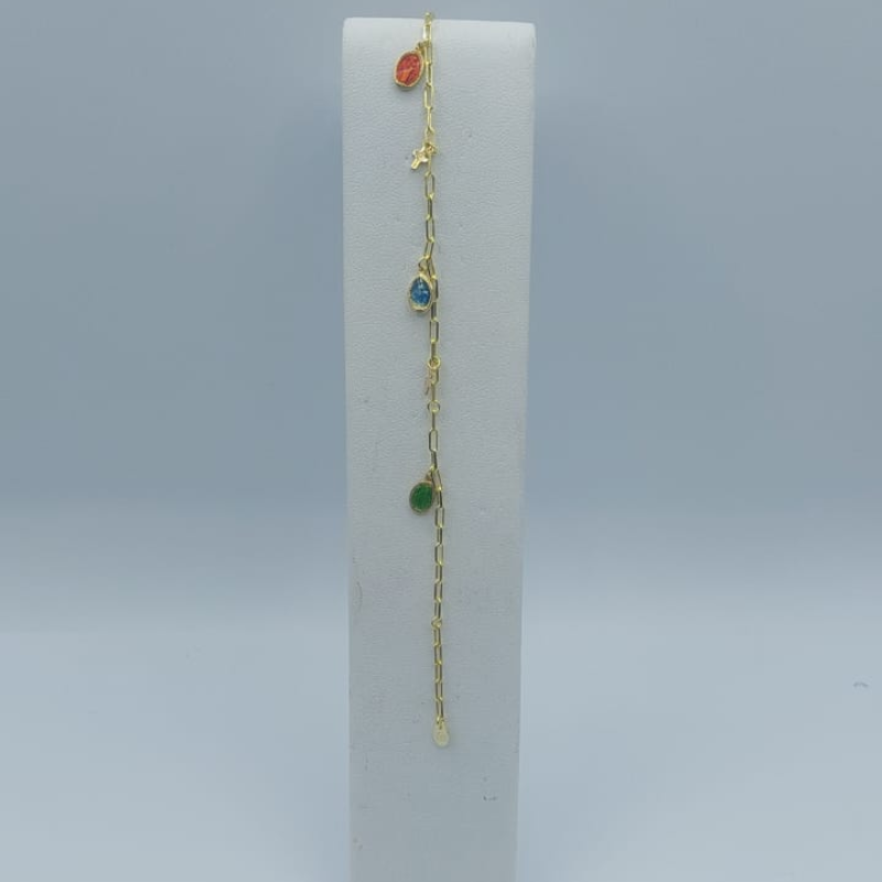 Pulsera Eslabon  3 V.M. Mas 2 Cruces