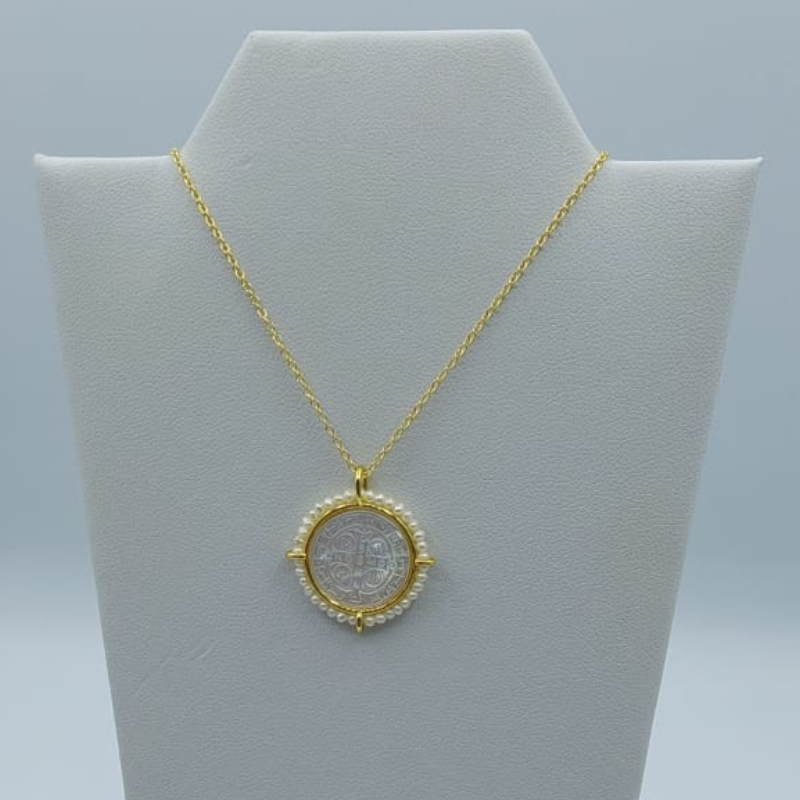 Cadena  San Benito Mediano 15Mm Con Perla