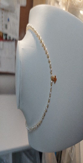 Cadena Con Virgen Milagrosa Engastada Con Aguamarina Grande