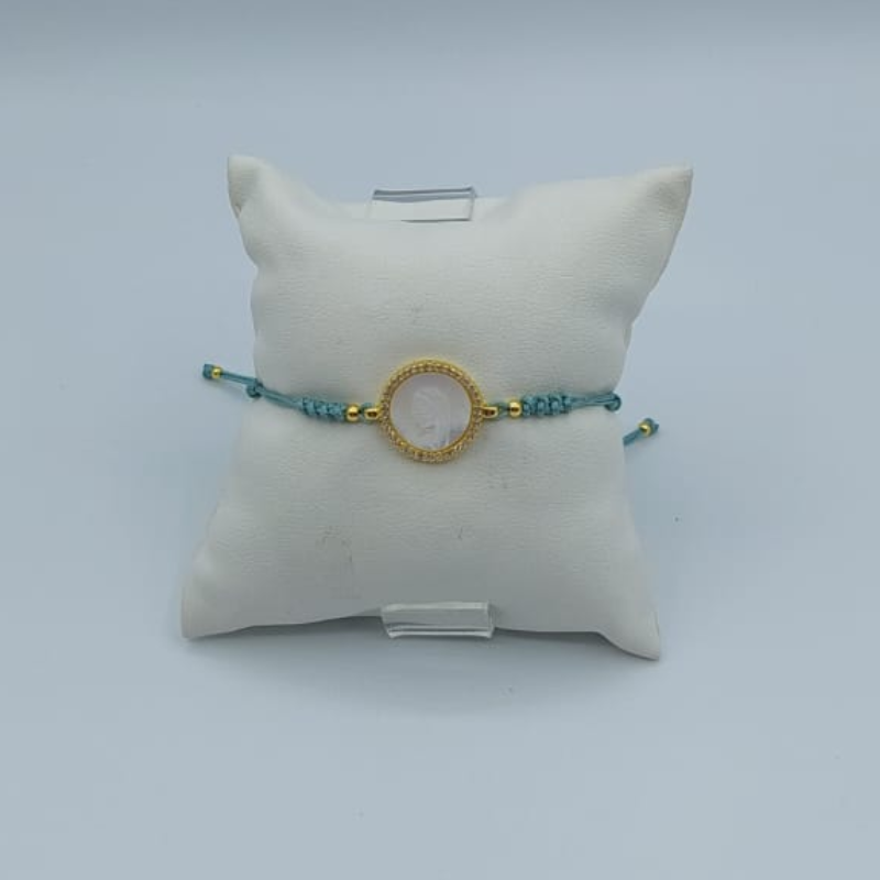 Pulsera Hilo Celeste V.Nina Circon Y Nacar