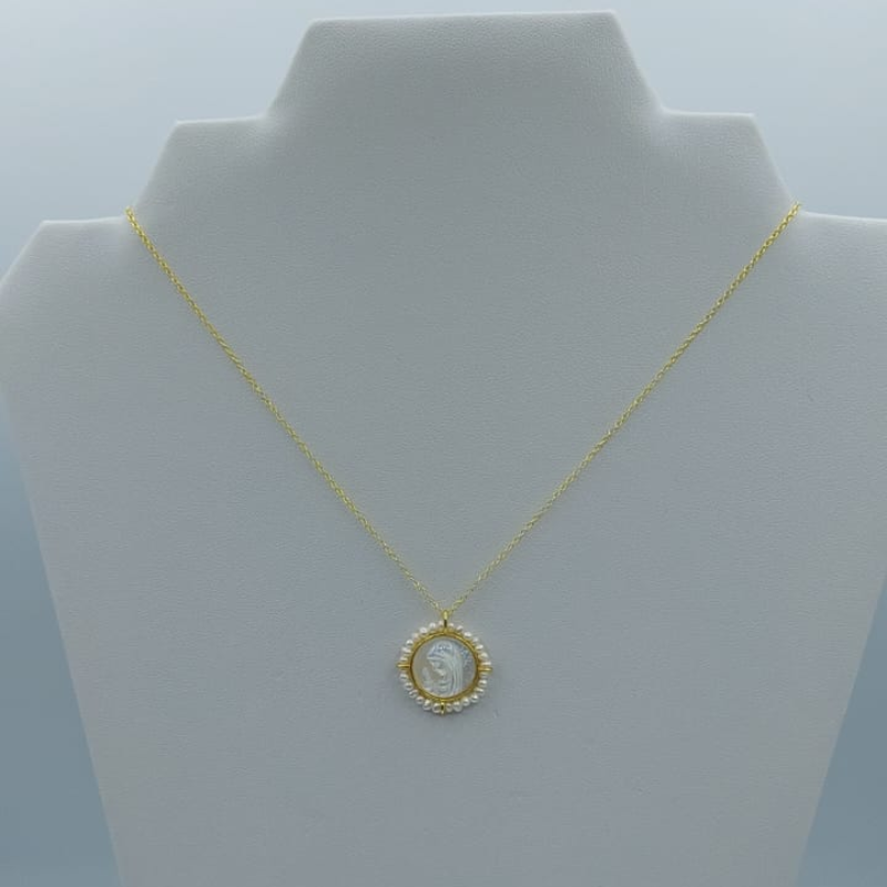 Cadena  Virgen Nina  Alrededor Con Perla