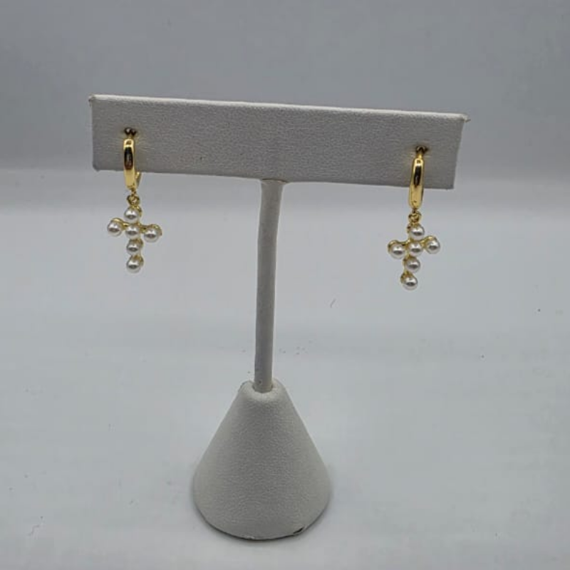 Argollas Cruz Con Perla