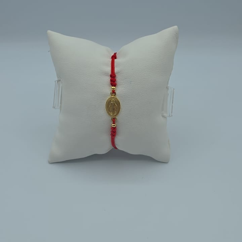 Pulsera Hilo Rojo V.Milagrosa Dorada Peq