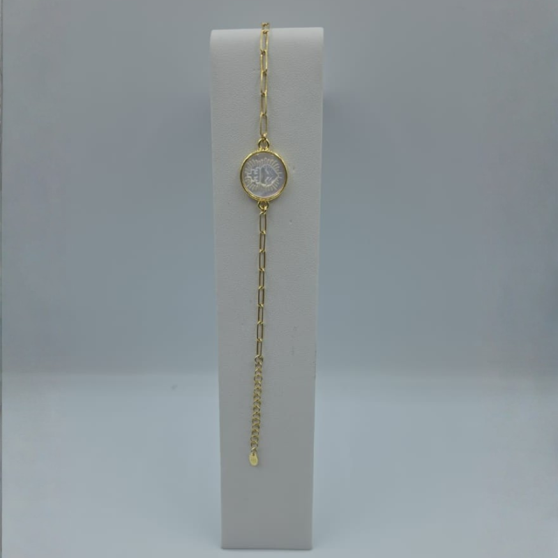 Pulsera Eslabon  Corazon De Jesus Nacar