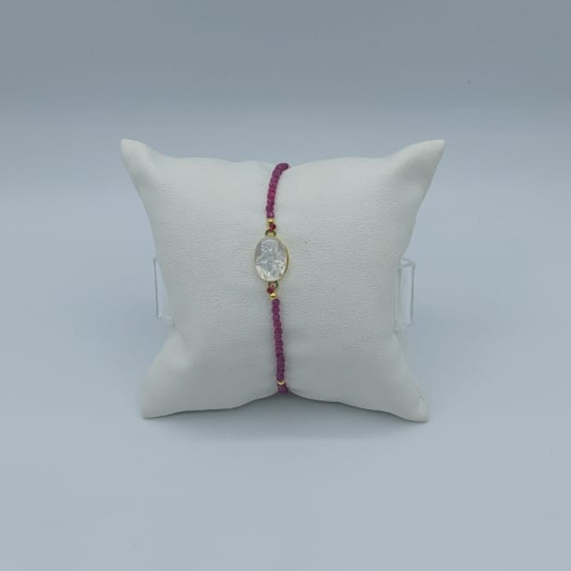 Pulsera Hilo Fucsia  V.Milagrosa Rubi Oval Mini