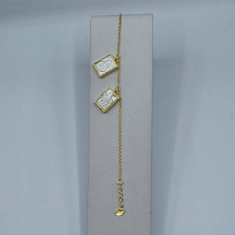 Pulsera Cadena, dijes Escapularios Nacar Engastados 8x11mm