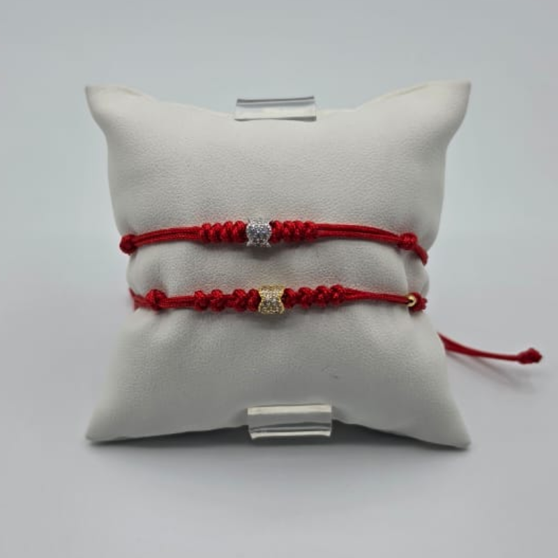 Pulsera Hilo Rojo  Rombo En Circon Dorado O Plateado
