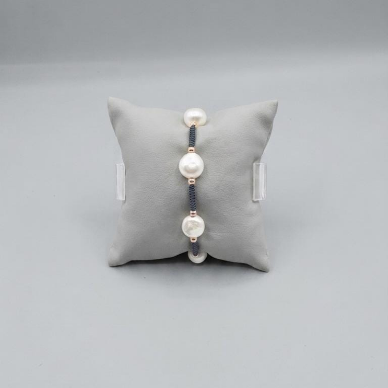 Pulsera Hilo Gris Perlas Separadas
