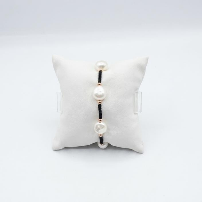 Pulsera Hilo Negro, Perlas Separadas