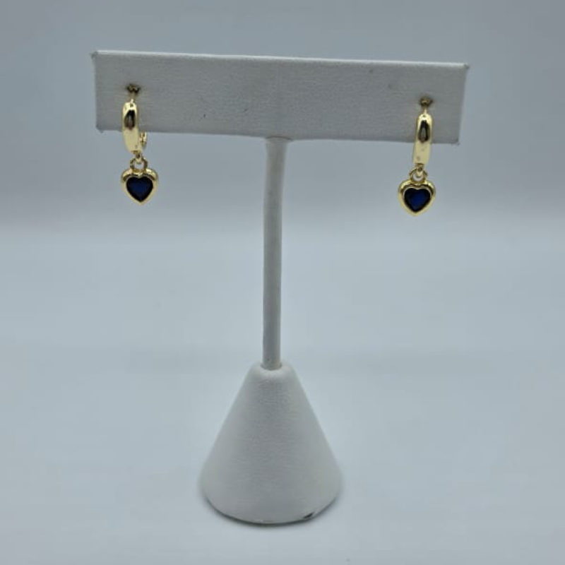 Argollas dije corazon cristal azul
