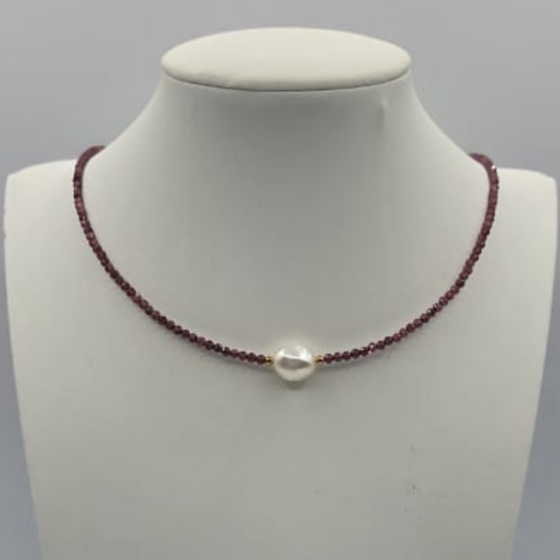Collar ajustable granate 1 perla