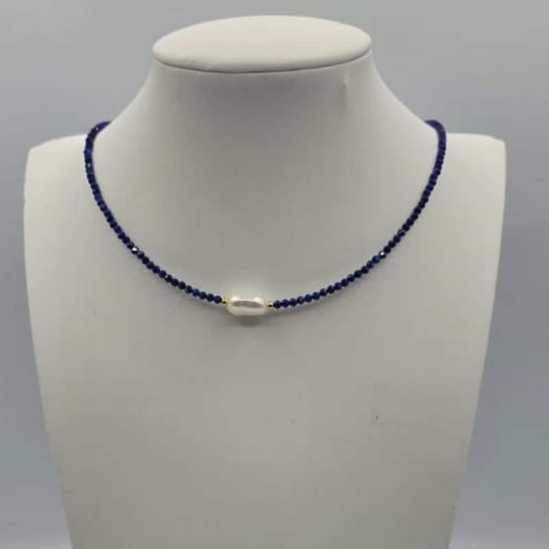 Collar ajustable zafiro 1 perla