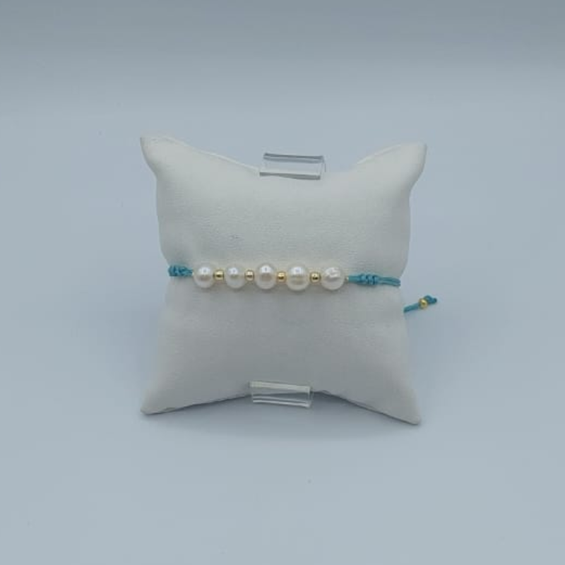 Pulsera Hilo Turquesa S Juntas Con Perla
