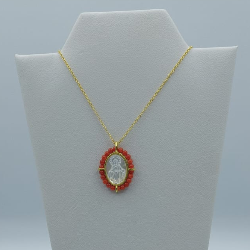Cadena  Virgen Milagrosa Mini Coral