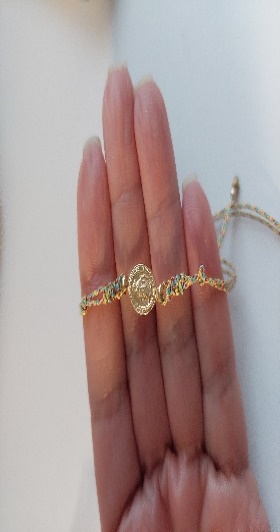 Pulsera Cadena Virgen Milagrosa Oval Mini