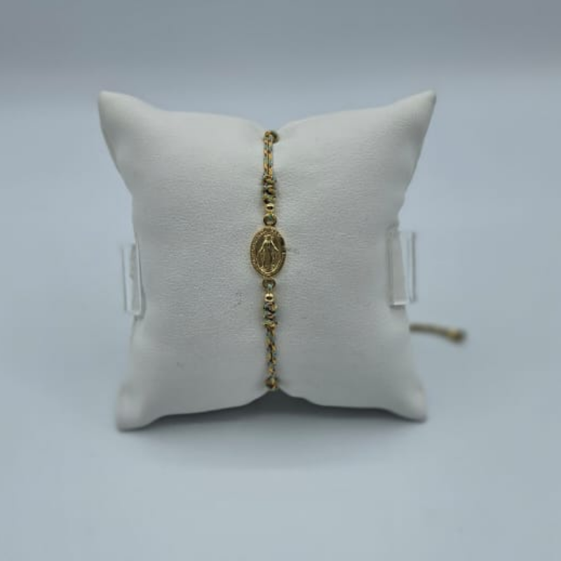 Pulsera Hilo Colores, Medalla V.Milagrosa 10x14mm dorado
