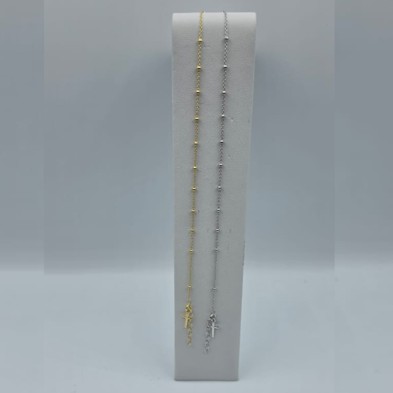 Pulsera balin, dije cruz. Dorado o Plateado