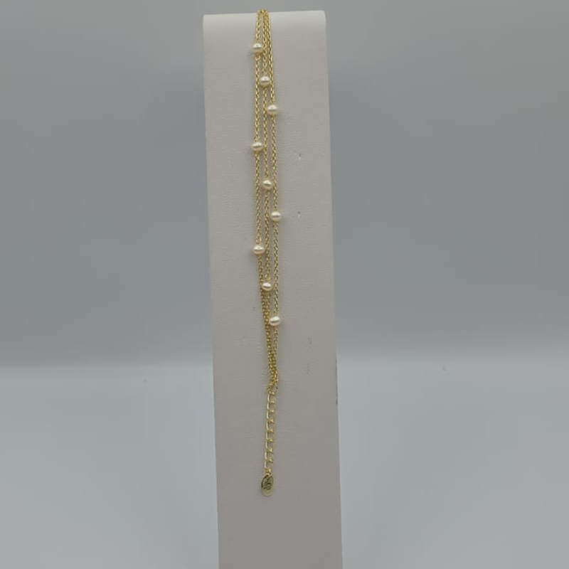 Pulsera tripe, perlas intercaladas