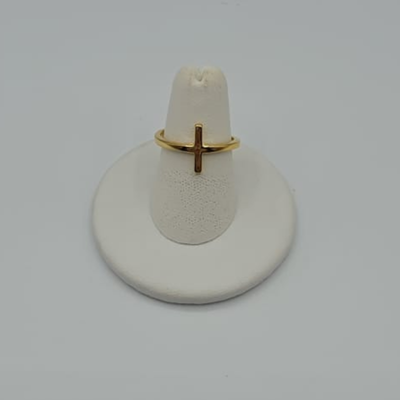 Anillo cruz plane dorado ajustable
