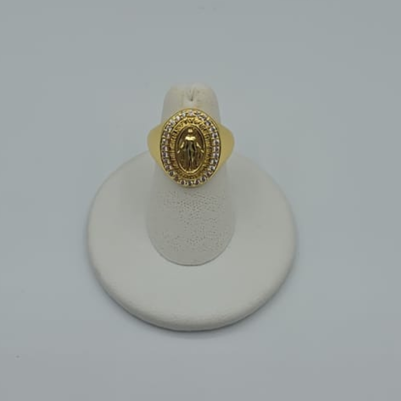 Anillo dije V.Milagrosa dorado y circon 13x18mm