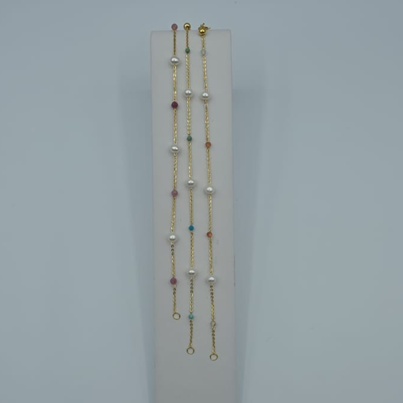 Pulsera ajustable Pinkturbaline, turquesa o yellowstone y perla intercaladas