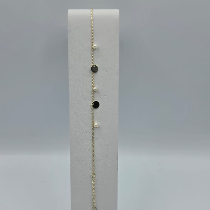 Pulsera cadena, dijes chapas y perla